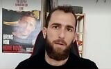 Screen capture from video of Moshe Or, brother of Gaza hostage Avinatan Or, in a video broadcast by the Al Jazeera network, April 16, 2025.